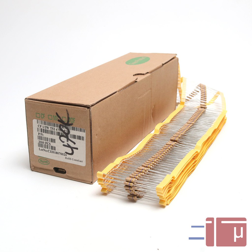 x10 Resistor 470K 1/2W Karbon 5% Taiwan Kaki Tembaga