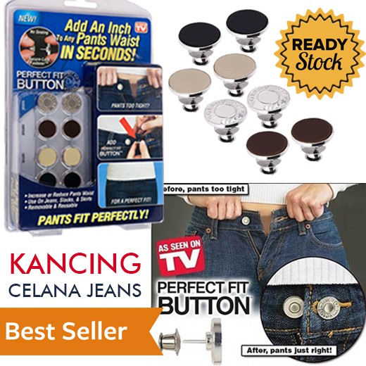 Kancing Celana Jeans Perfect Fit Button Jeans Elastic Pants Solusi Celana Kedodoran