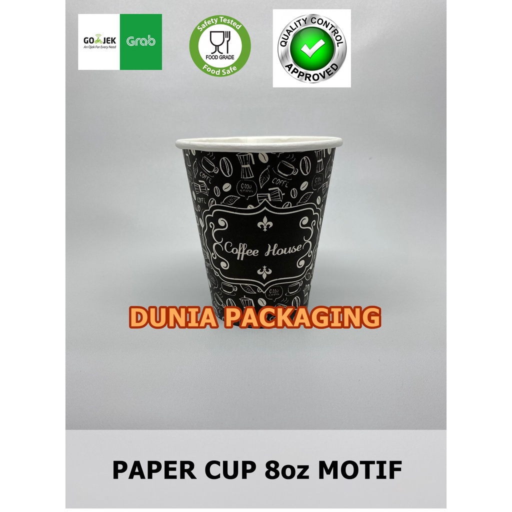 Paper cup 8oz 50pcs Tebal Gelas Kertas Kopi Tahan Panas 240ml Medan