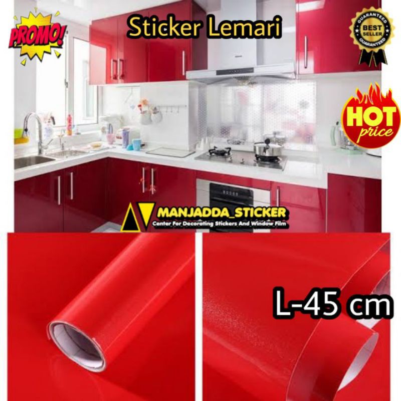 wallpaper stiker lemari warna merah