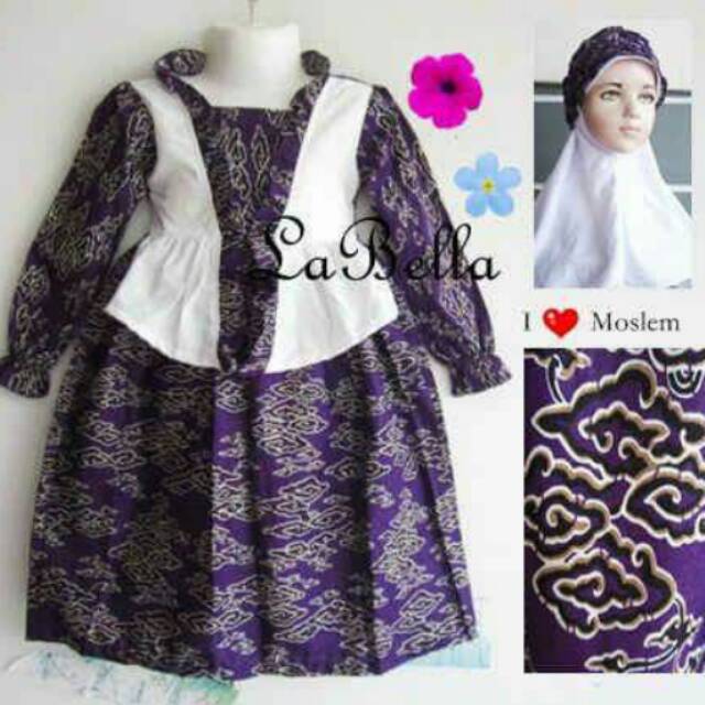 gamis anak Gamis Labella Batik 
lebar dada/panjang baju
 
S : 27/55 cm, prakiraan usia 1-2th