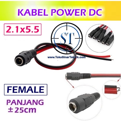 kabel Power Dc Male / Female Jack 2.1x5.5mm Wire Connector Colokan Cable CCTV DC Buntung DIY Adaptor