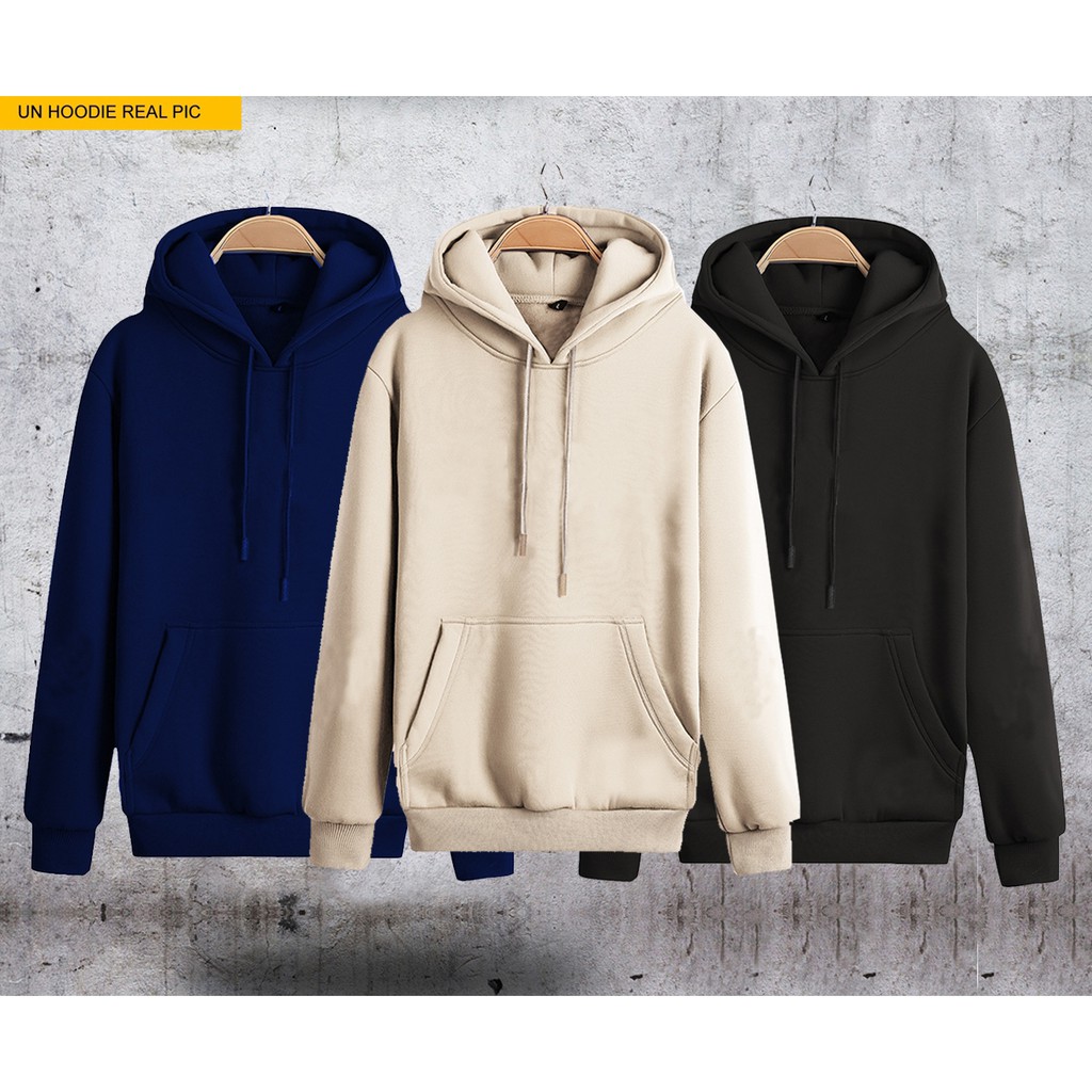 Hoodie UN Krem Tersedia 3 Warna Pilihan Bahan Fleece 