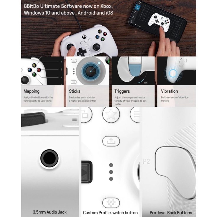 8BitDo Ultimate Wired Gamepad Game Controller For Windows 10 - Windows 11 Android iOS And Xbox Series X - S - One