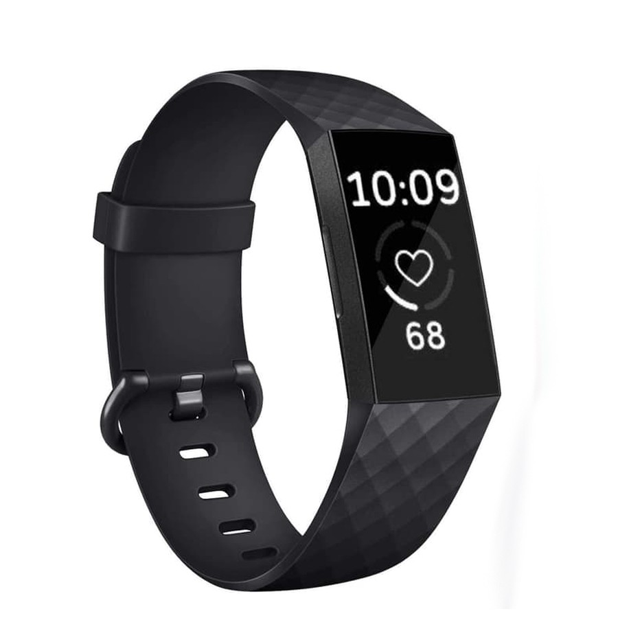 Tali Jam Silicone Strap Band Diamond Pattern for Fitbit Charge 3 black