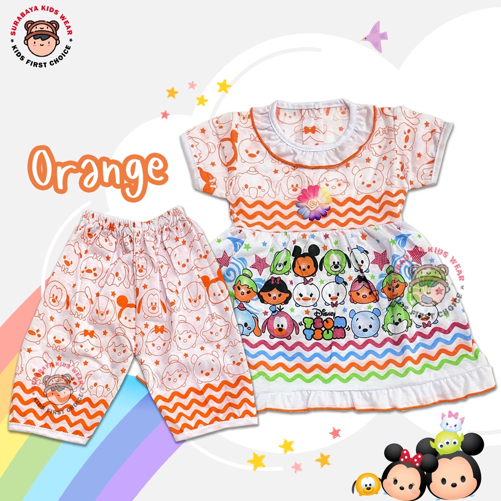 Setelan Kaos Anak Perempuan Motif Tsum - Tsum