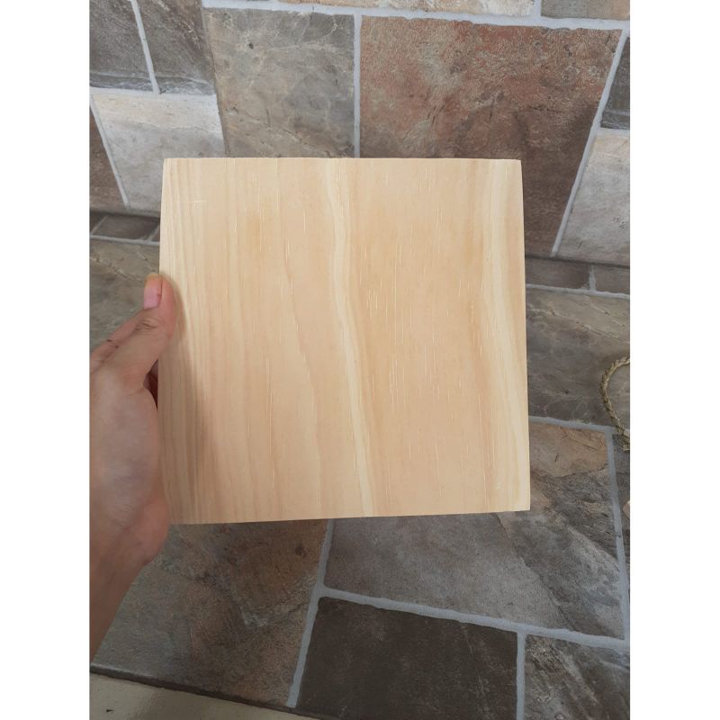 Talenan Kayu Pinus/ Talenan Tali uk 18x18 cm / Bahan decopage /Talenan media lukis 18x18 cm