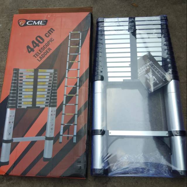 Tangga lipat single / Telescopic ladder single 4.4M / Tangga Pencet tombol