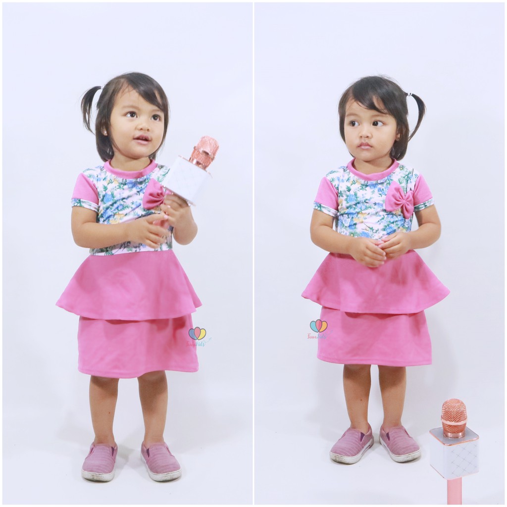 Dress Viona Lengan 1-2 Tahun / Dres Anak Perempuan Motif Lengan Pendek Baju Fashion Kids Pesta Adem