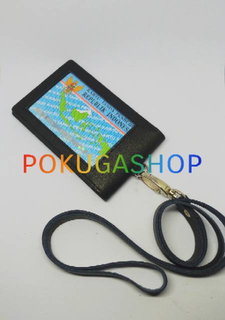 

Nametag kulit pria wanita polosan double fungsi / id card holder kulit asli / name tag kulit asli