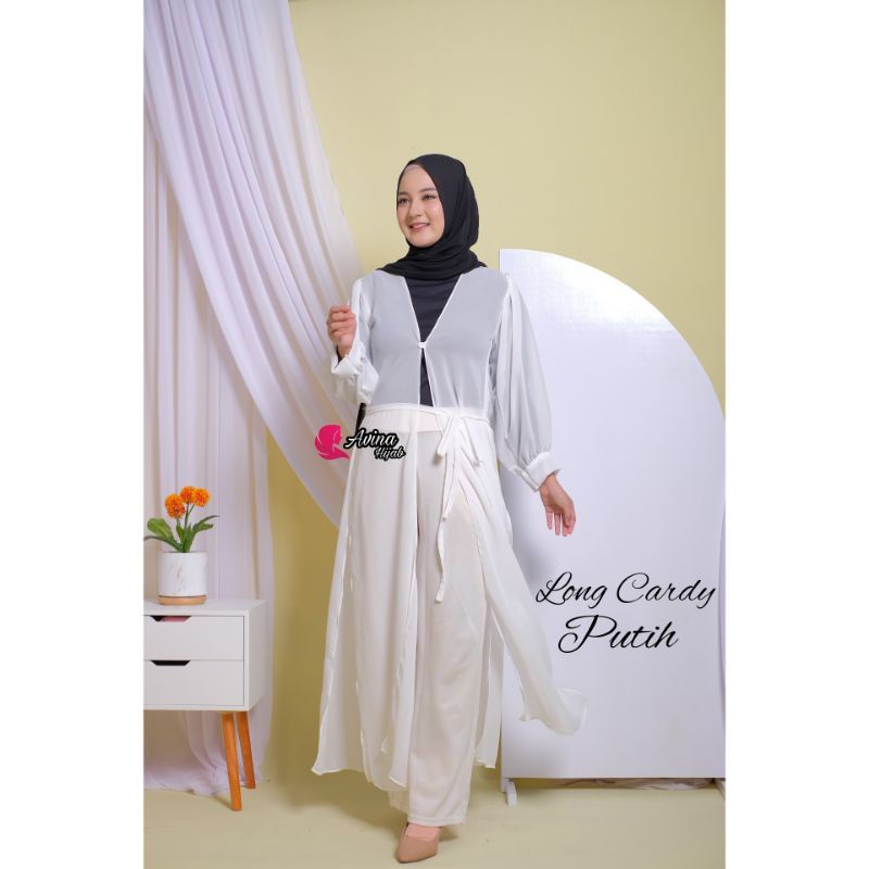 LONG OUTER / LONG CARDI OUTER BAHAN CERUTY BABY DOLL BELAH SAMPING BELAH DEPAN