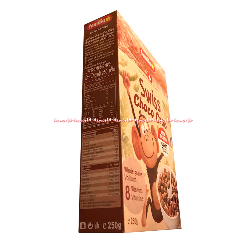 Familia Swiss 250gr Choco Croc Whole Grains Volkorn Sereal Bulat Coklat Cereal Chocolate Monkey