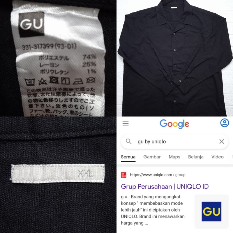 GU second / kemeja pria second / kemeja hitam / big size / jumbo size