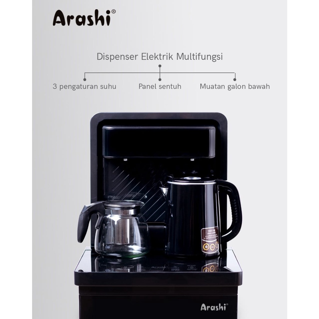 ARASHI Dispenser Air Galon Bawah Hot Cool AMD01B AMD02B / Dispenser Panas Dingin Cool / Dispenser Air Model Baru / Dispenser Lengkap Teko Listrik Coffee Maker / Dispenser Lengkap Dengan Remote