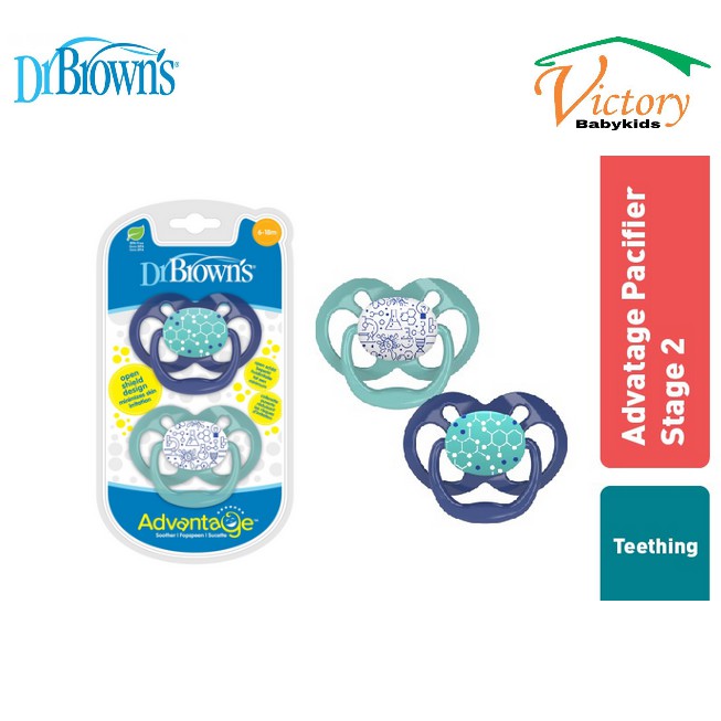 Dr.Brown's Advantage Pacifier Stage 2 6 -18M Assorted 2-Pack Boy