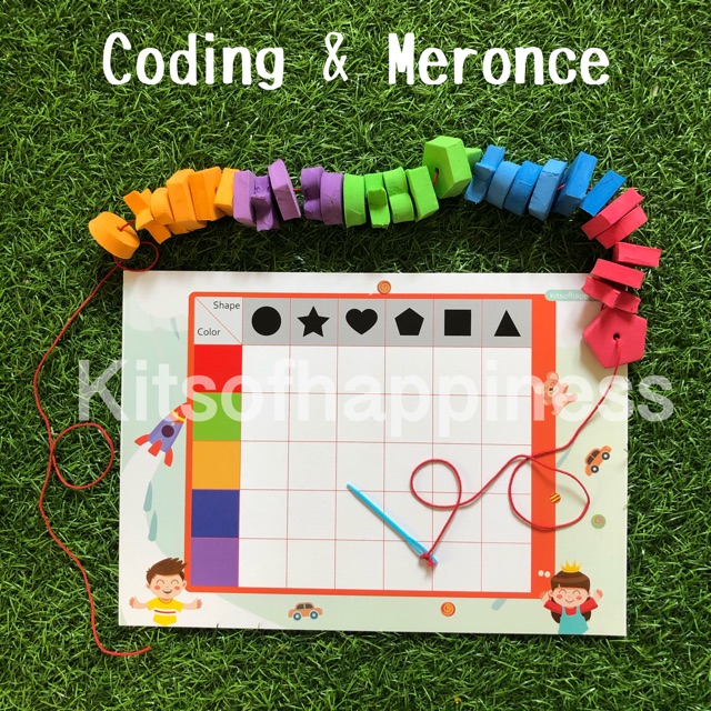 Coding and threading kids toddler / meronce dan mencocokan bentuk warna anak balita / shape puzzle