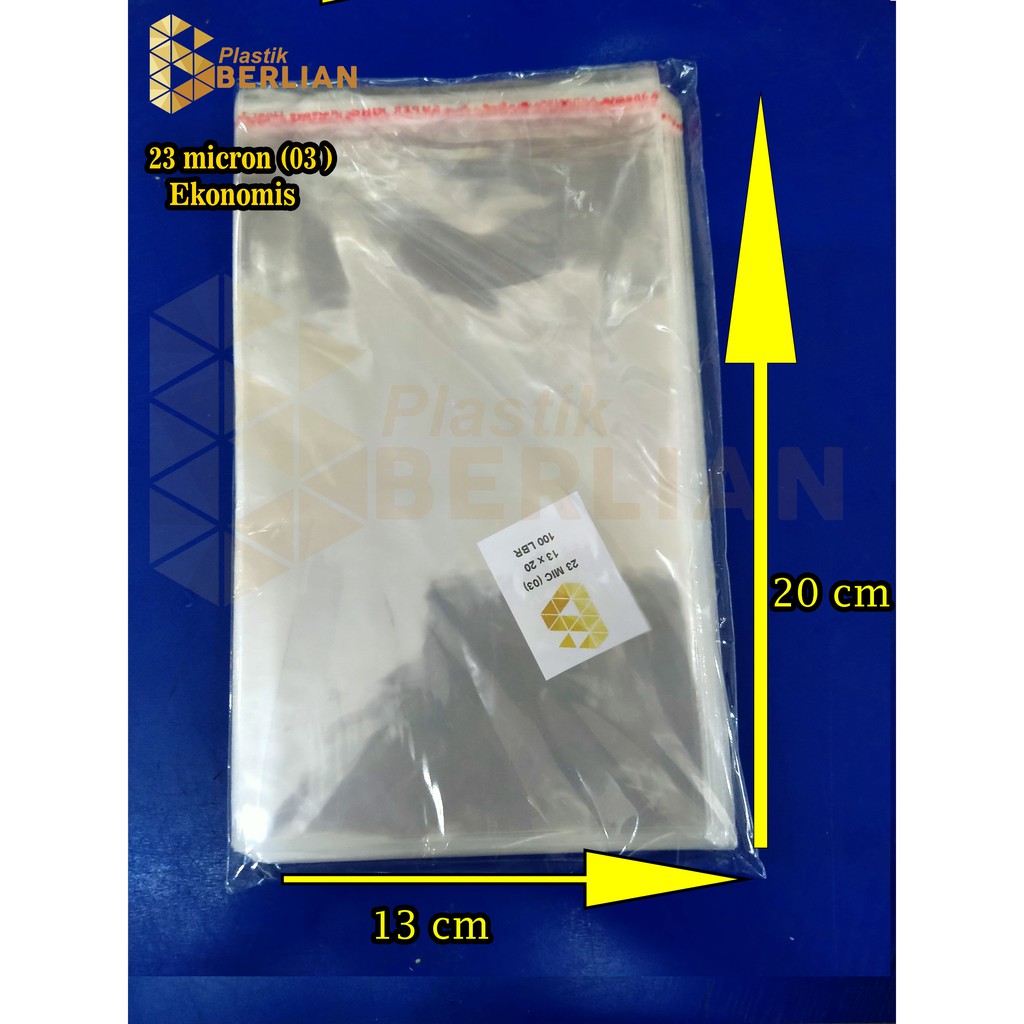 

13 x 20cm Plastik OPP EKONOMIS 23micron (100 lbr) (lem/seal)