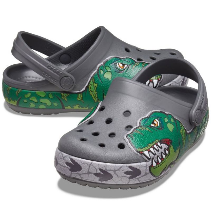 Crocs Anak Fun Lab Dino Band Clog Sandal Anak Laki Laki Cowo Karet Sendal Slop Baim Dinosaurus