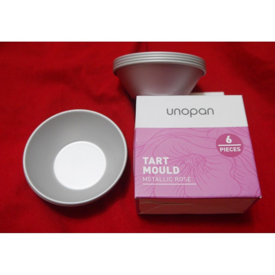 Unopan UN20043 Tart Mould pan set 6Pcs (Anodized) Metallic Rose 7cm