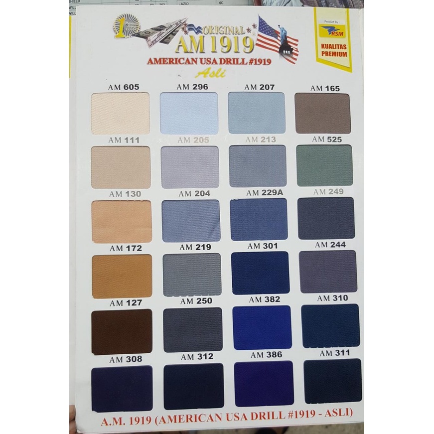 Kain American Drill Original Bahan Seragam Meteran Warna Lengkap