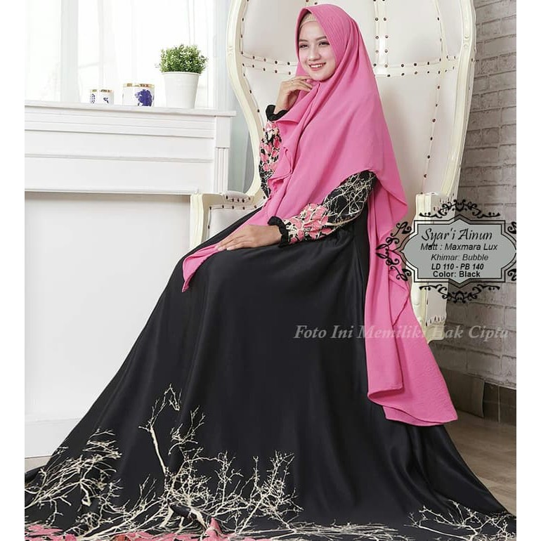 BAJU GAMIS MUSLIM WANITA AINUN BLACKPINK/GAUN PESTA MUSLIM SYARI MEWAH / GAMIS SET ELEGAN