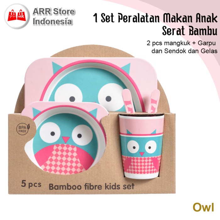 Babiesfirst Bamboo Feeding Set Tempat Alat Makan Anak Bayi Owl