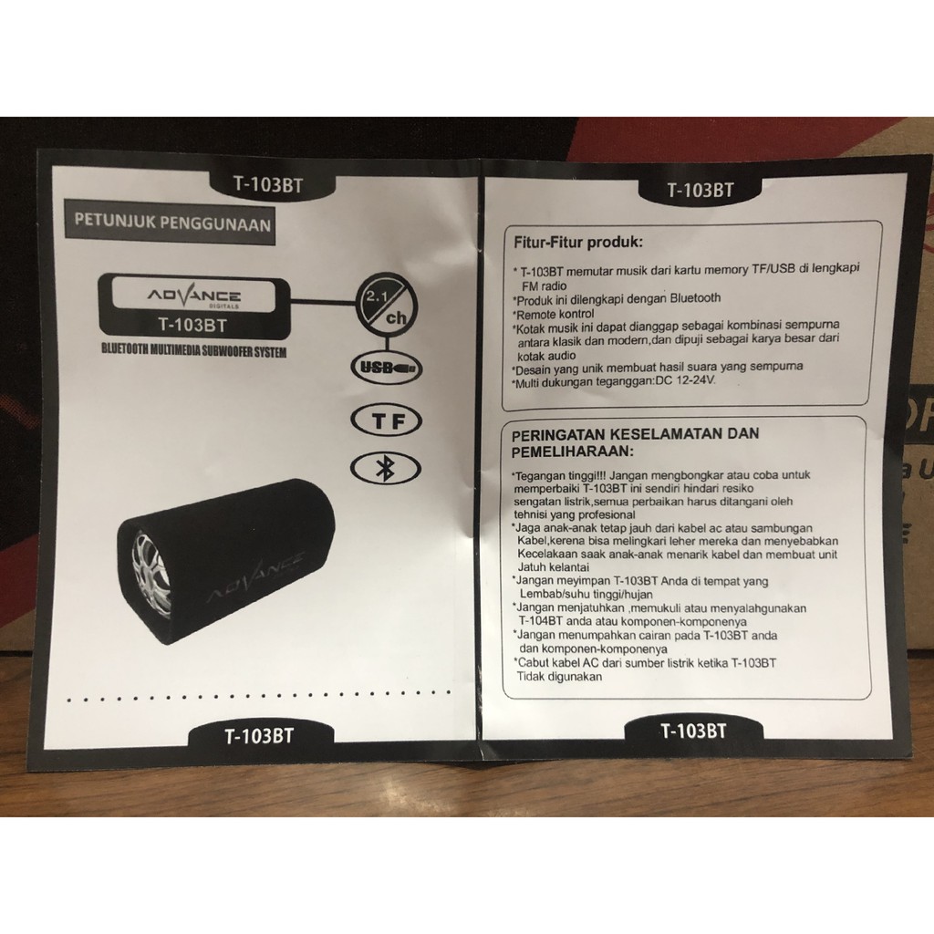 Speaker aktif bluetooth advance 8in T103BT