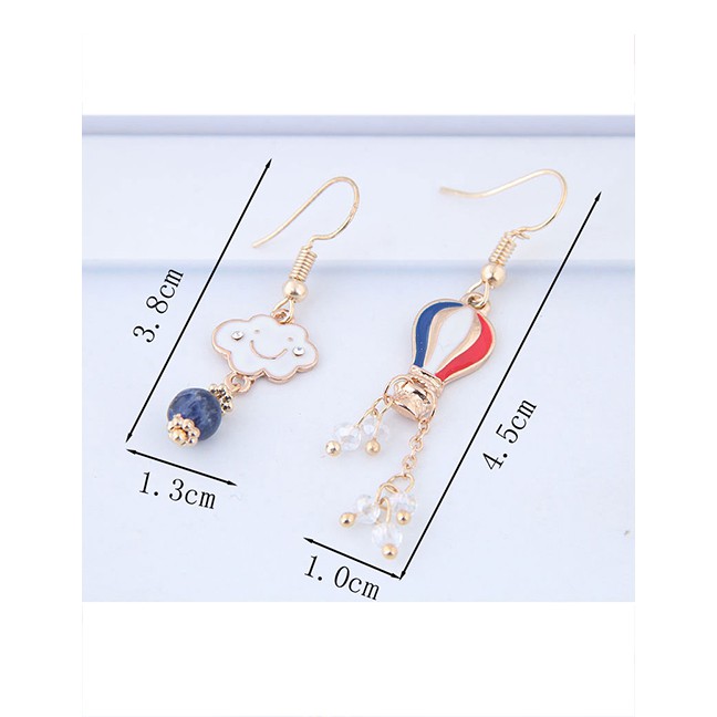 LRC Anting Tusuk Fashion Multi-color Hot Air Balloon Shape Decorated Earrings A57155