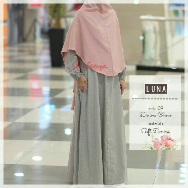 Gamis dress pesta busui denim by shafeeya