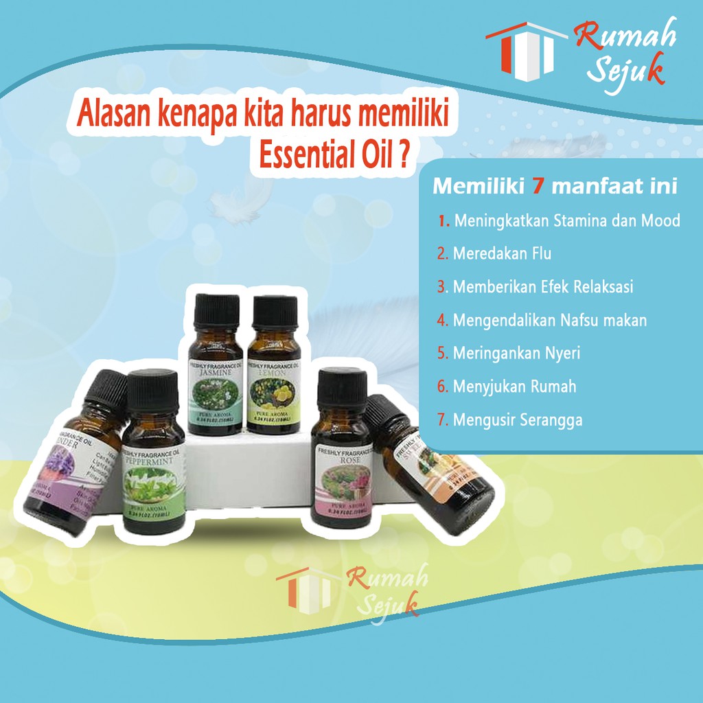 6 Botol Aroma Terapi Aromatherapy Essential oil Diffuser Aromaterapi Pure Murni &amp; Alami Air Fragrance Pengharum Pewangi Esensial Esential Oil Ruangan 10ml Defuser Humidifer Minyak Humadifier Humudifier Humdifier Difusser Essential Kamar Taffware