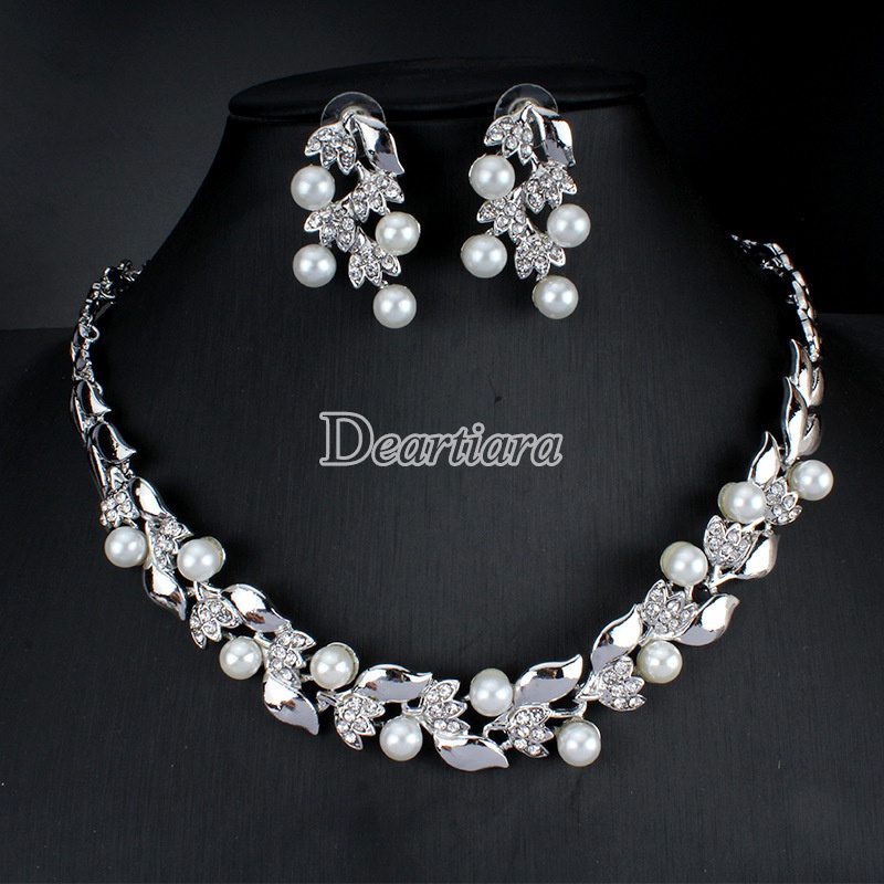 Fashion Luxury Pearl Necklace Earring Set Bridal Wedding Set