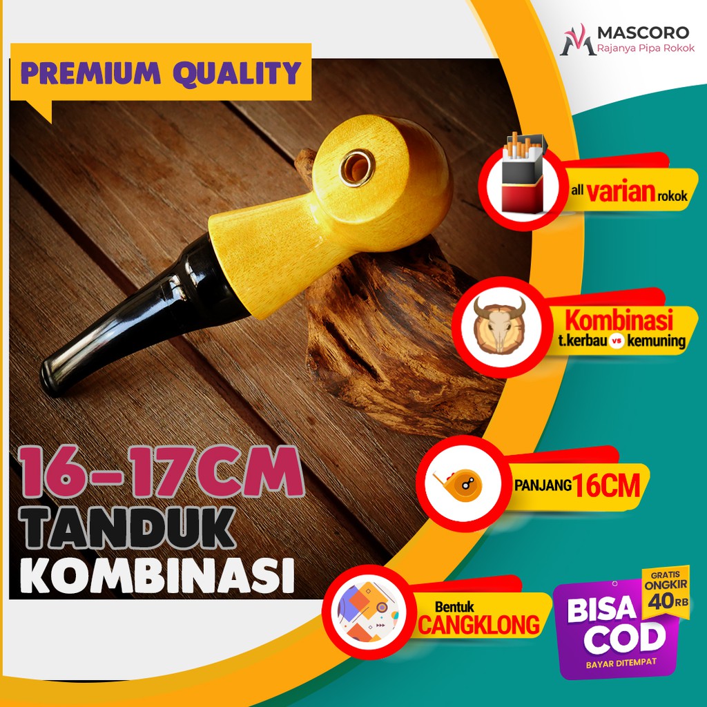 once pipa roko kayu model cangklong rokok kemuning gading by mascoro