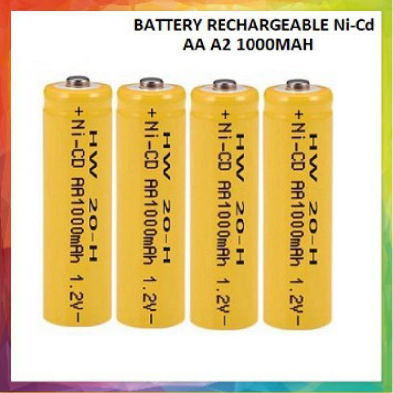 Baterai Battery Batre Charge AA A2 Rechargeable 1000mah Ni-Cd / Batre Isi Ulang