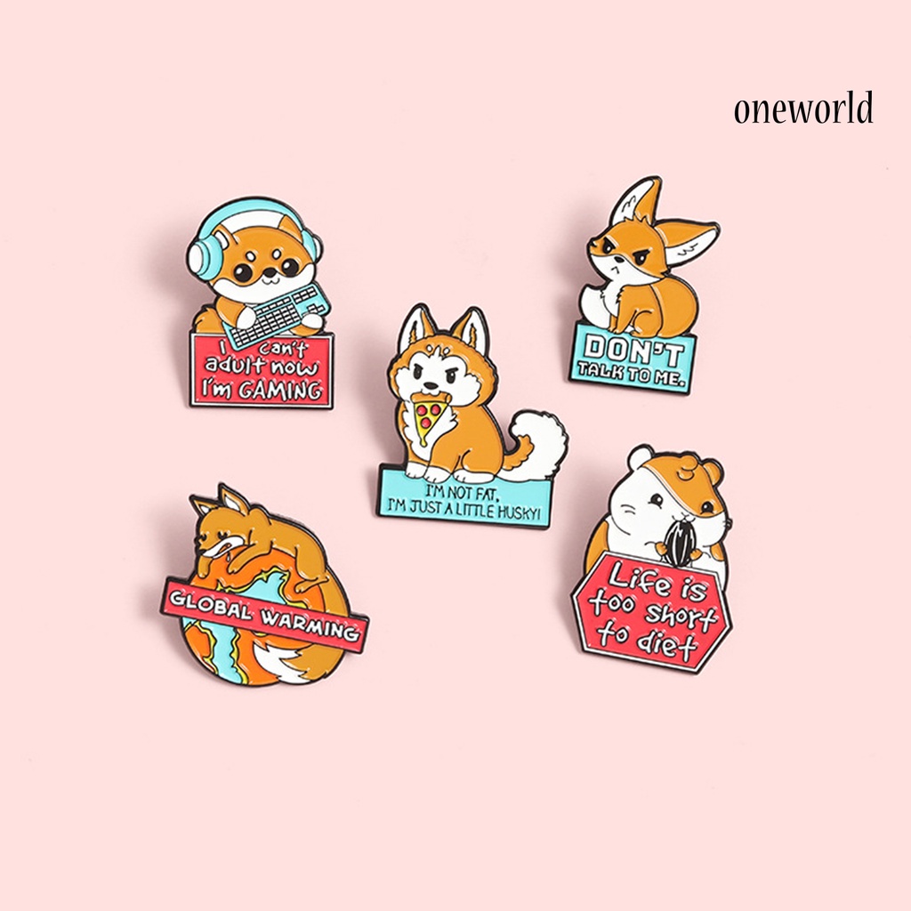 OW@ Animal Brooch Corgi Shape Exquisite Lightweight Squirrel Design Enamel Pin for School