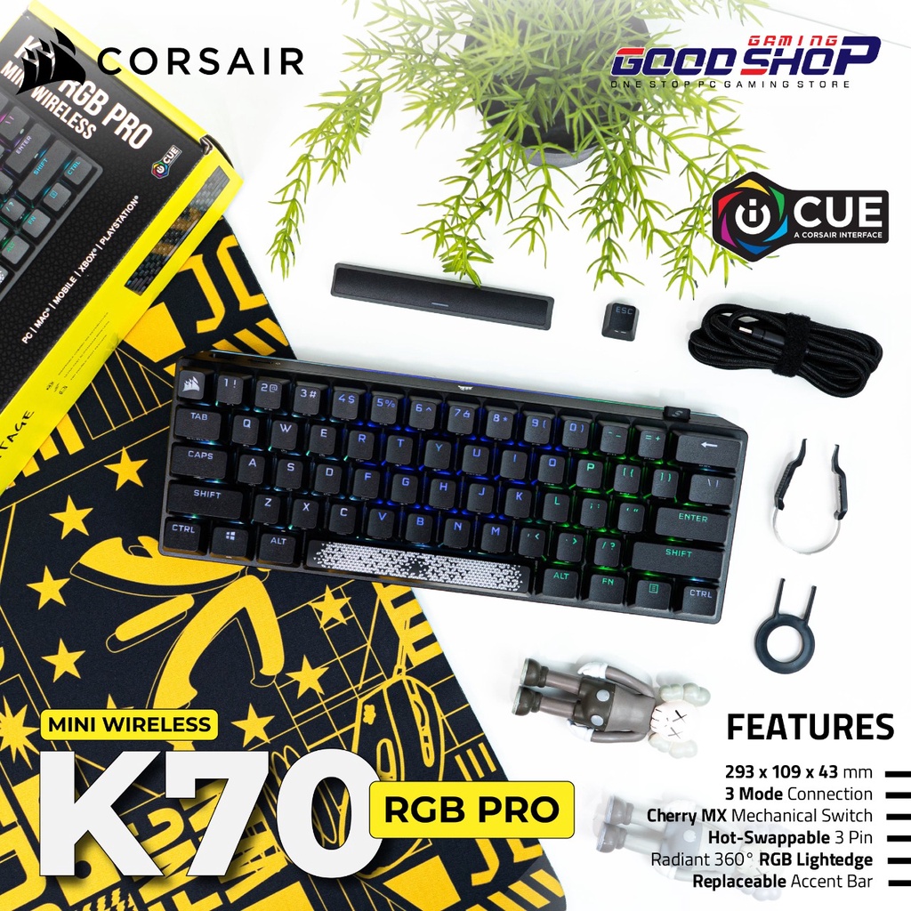 K70 PRO MINI WIRELESS 60% CHERRY MX Speed Switch - Keyboard Gaming