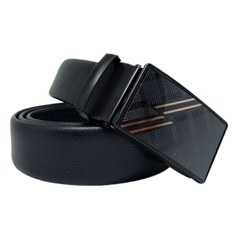 IKAT PINGGANG PRIA. Sabuk Rel Men Belt Gesper Hitam