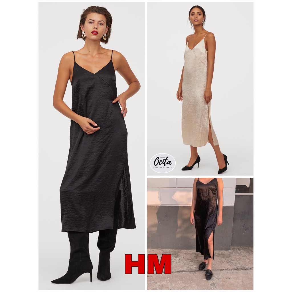 OCITA HM SATIN SLIP DRESS MIDI / NIGHT DRESS MURAH AVAILABLE FOR BIG SIZE {REAL PICTURE SWIPE KIRI}