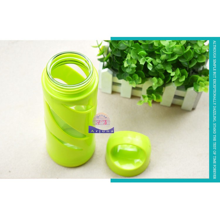 BOTOL MINUM MOTIF PLUS TUTUP KACA COVER PLASTIK 500ML