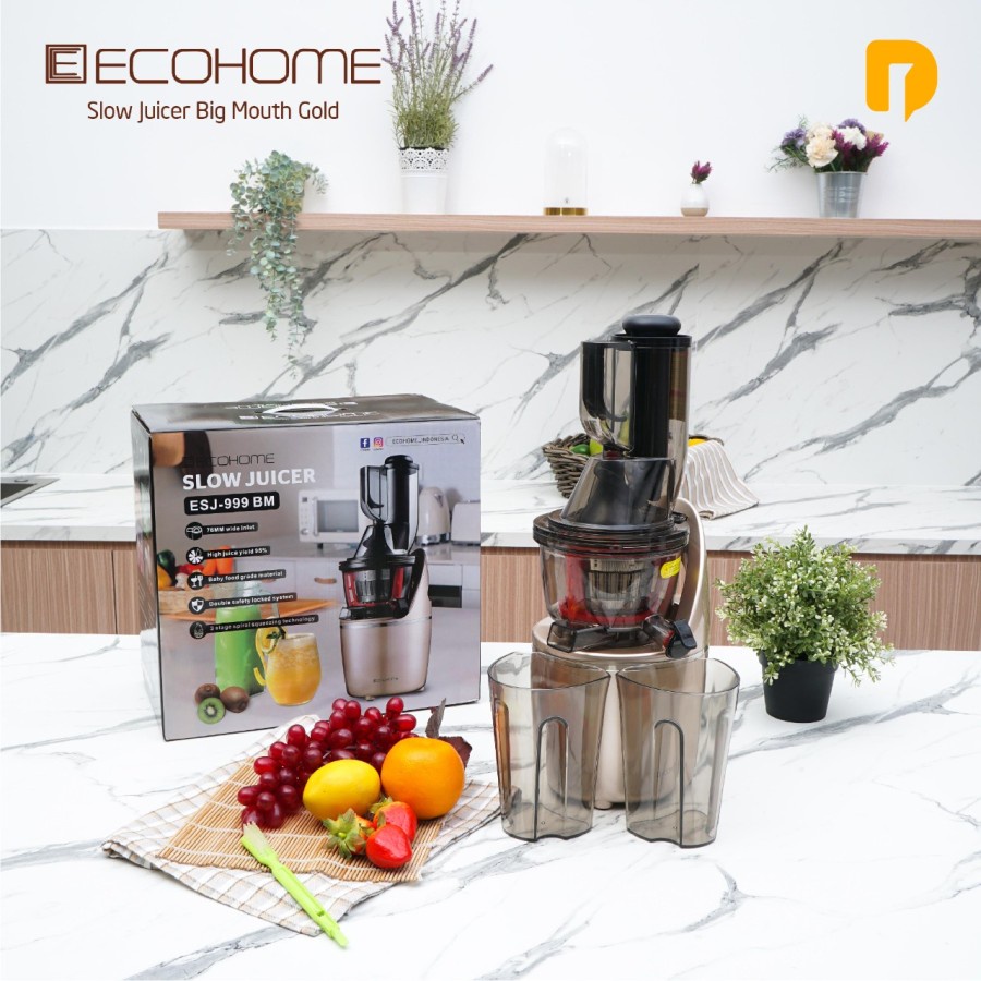 Ecohome Slow Juicer ESJ-999BM - Ecohome Slow Juicer Big Mouth Gold