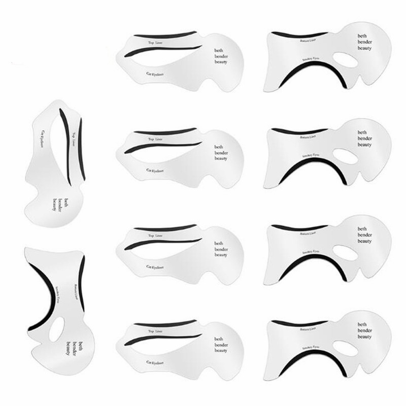 [10Pcs/ Pack Cat-shaped Eyeliner Template Stickers] [Eye shadow Stencils Drawing Card] [Eyebrow Defining Makeup Tools]