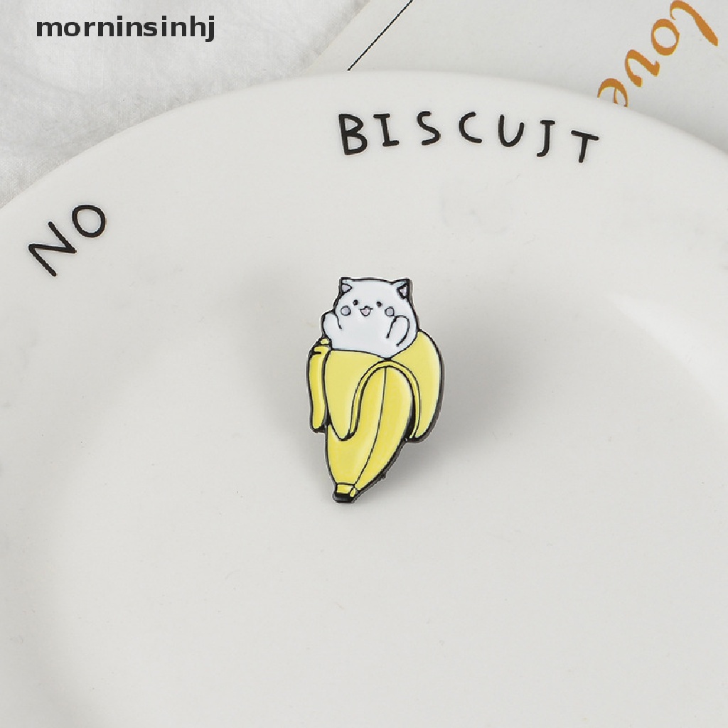 Mornin Bros Pin Enamel Bentuk Pisangkucing Kartun Untuk Aksesoris Fashion