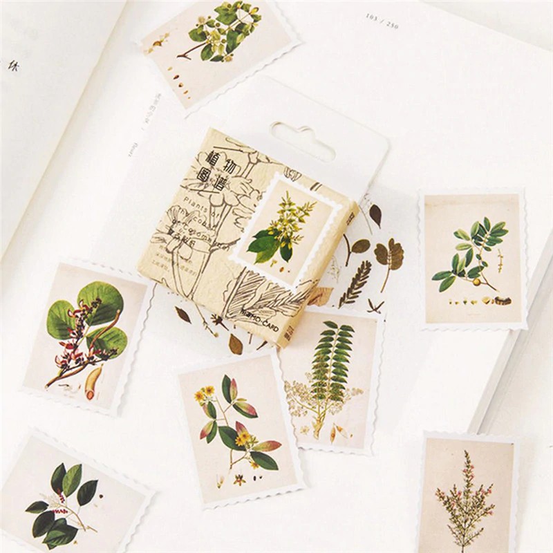

INDORETAIL | 45 Pcs/box Vintage Tanaman Cap Kertas Stationery Dekorasi Stiker DIY Diary