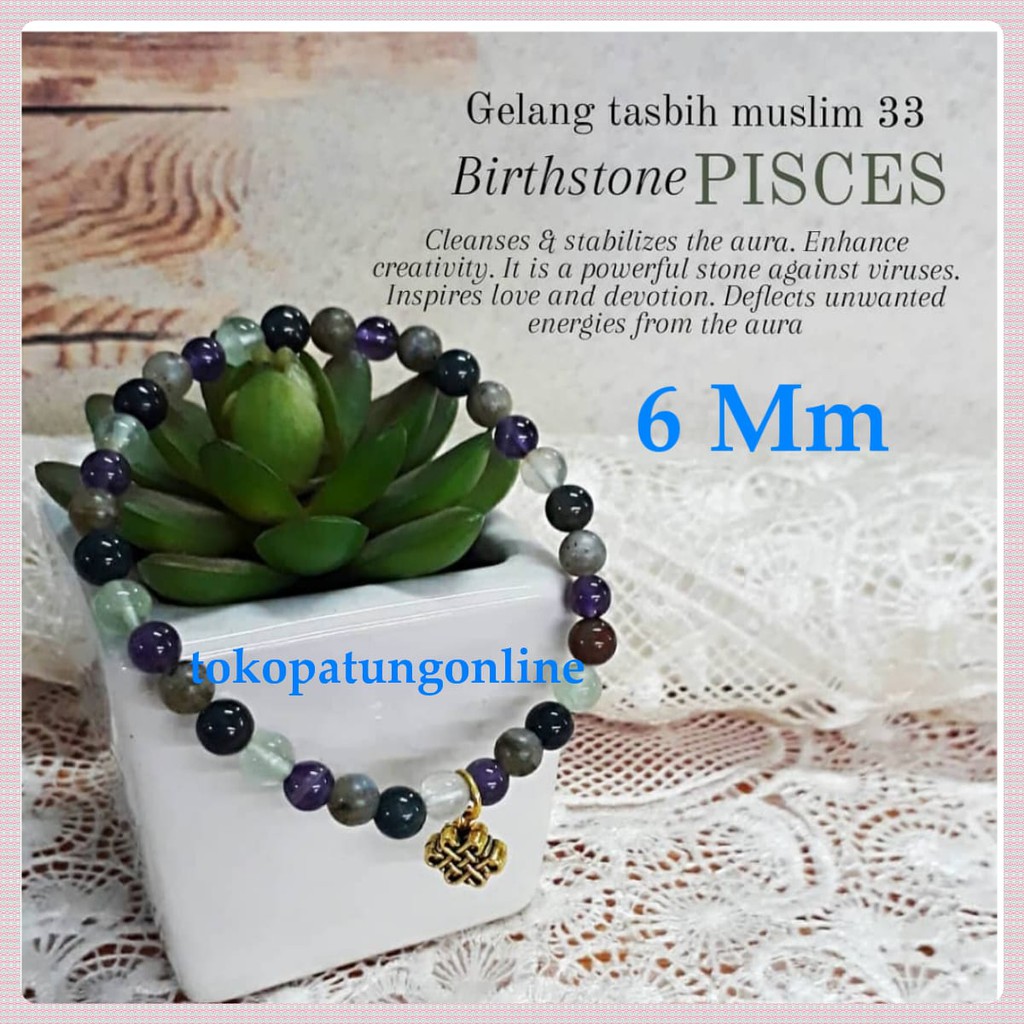 Gelang Tasbih Muslim 33 Birthstone Pisces