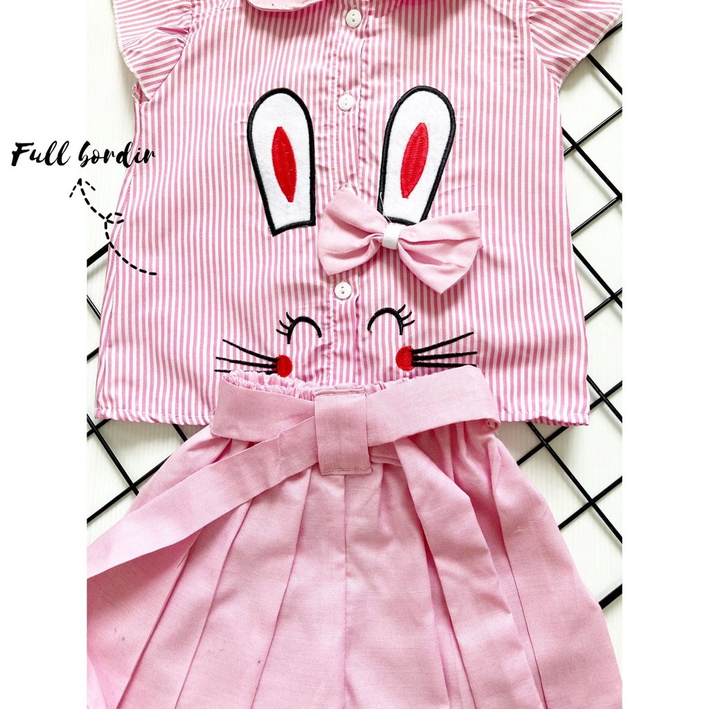 Blushing Meow / Kemeja Bunny Baju Setelan Dress Pergi Lucu Fashion Anak Bayi Perempuan Cewek Terlaris Murah