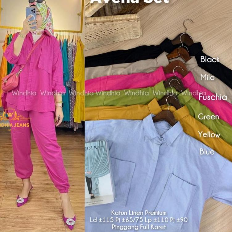 PDL.15Jn22ᴹ | Avena Noah Solaria Daily One Set Setelan Bahan Katun Linen Pakaian Wanita Korea Jumbo 