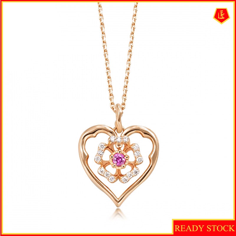 [Ready Stock]Heart-Shaped Pendant 18K Rose Gold Elegant Fashion