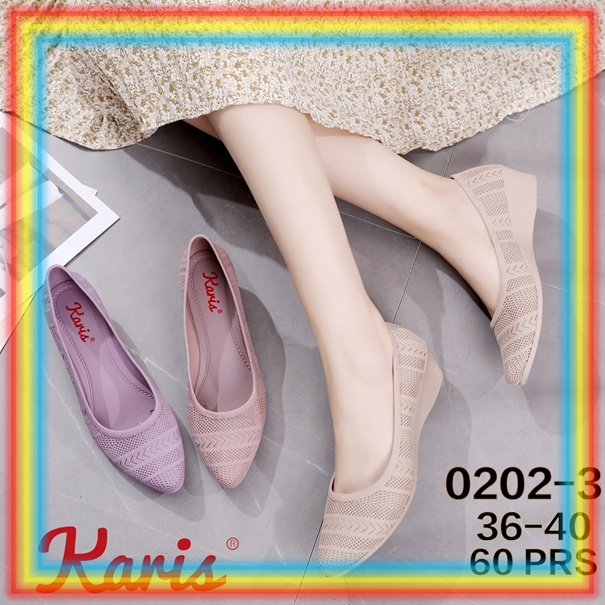 0202-3 Sepatu Jinjit 5cm Wanita Karis Wedges Jelly Shoes Cewek Sekolah Kuliah Kerja Casual