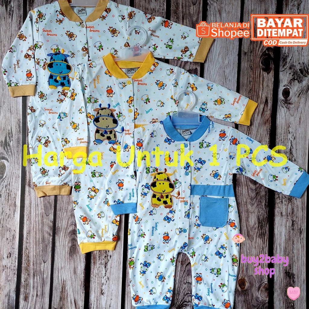 Jumper Panjang baju kodok bayi karakter motif bordir JINGLE Animal Series usia 3-9 Bulan 1 PCS