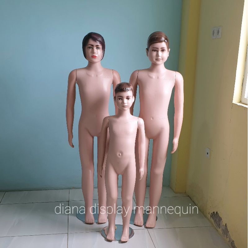 PATUNG MANEKIN BAJU FULLBODY ANAK SD KEPALA BOTAK RAMBUT ALIEN KOMPLIT DENGAN PLAT PLASTIK ATAU BESI