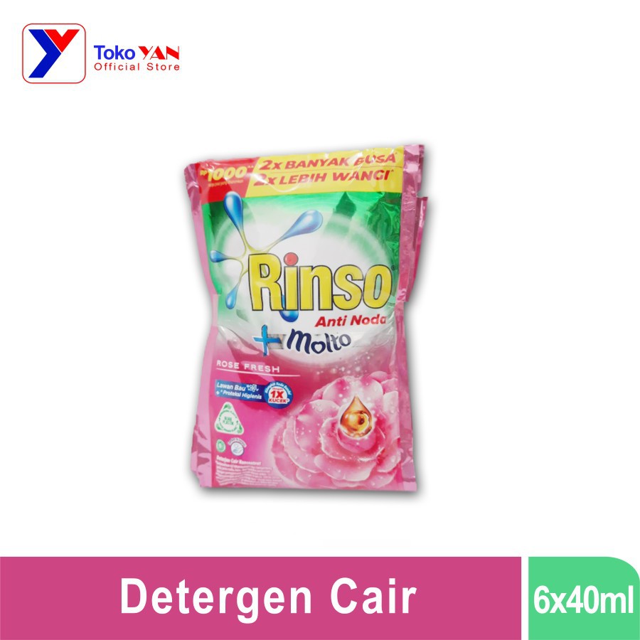 

Rinso + Molto Rose Fresh Deterjen Cair Sachet 6x40ml